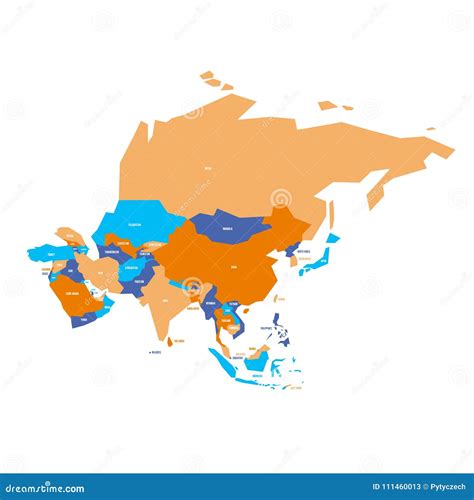 Very Simplified Infographical Political Map of Asia. Simple Geometric Vector Illustration Stock ...