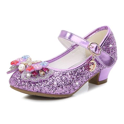 ATOGUTA Big Girl Dress Shoes Purple Kids Party Wedding Shoes with ...