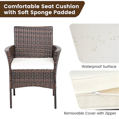 Clihome Patio Chair Set of 2 Rattan Mix Brown Steel Frame Stationary ...