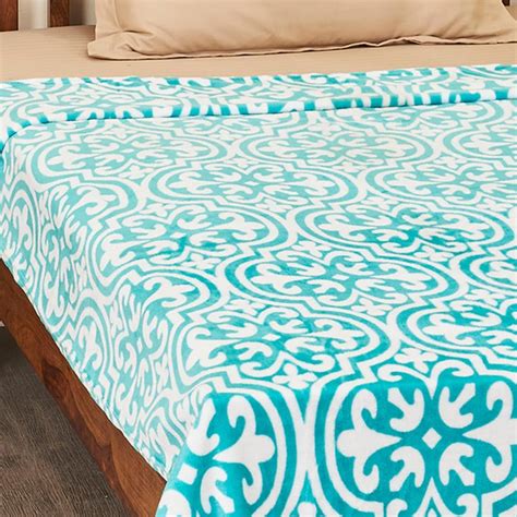 Buy Spinel Blue Printed Incredibly Soft Single Blanket from Home Centre ...