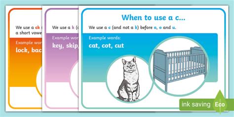 ‘C’ Or ‘K’ Spelling Rules Posters - English