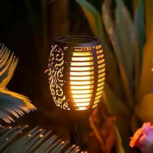 Globex Flickering Flames Flickering Mashaal Lights: 12 LED Solar Garden ...