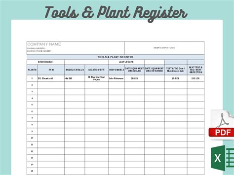 Buy Tools & Plant Register Template, PROJECT MANAGEMENT Online in India ...