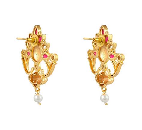 Buy GJM Women Gold Plated Pink Stone Brass Metal DropEarrings at Amazon.in