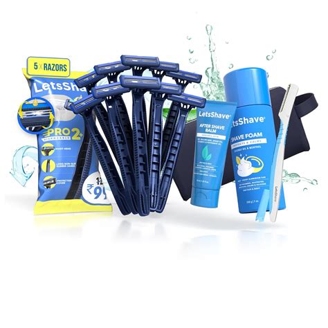 LetsShave Pro 2 Disposable Shaving Kit For Men, Pack of 5 Razors + 1 ...