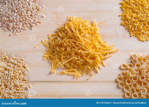 Different Types of Noodles Arranged in Piles Stock Photo - Image of ...
