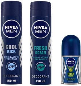 NIVEA Cool Kick Deo 150 Ml , Fresh Ocean Deo 150 Ml , Fresh Power Roll ...