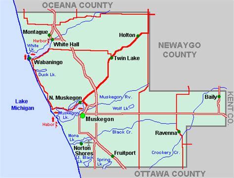 Muskegon County Map Tour lakes snowmobile ATV rivers hiking hotels ...