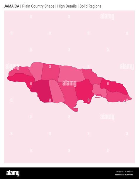 Jamaica plain country map. High details. Solid regions style. Shape of Jamaica. Vector ...