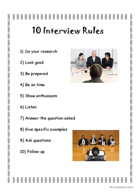 ESL Job Interview Worksheets 的图像结果