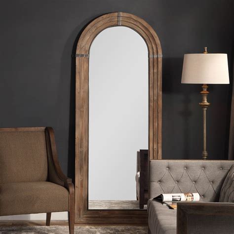 Uttermost Vasari Wooden Arch Leaning Floor Mirror - 33.5W x 82H in ...