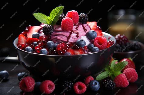 Premium AI Image | Acai with raspberries and blueberries an explosion ...