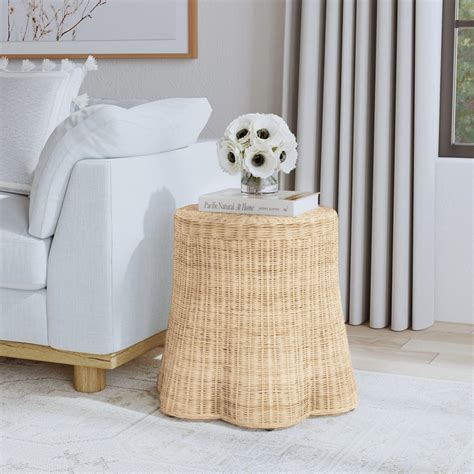 Betty Skirted Handwoven Rattan Accent Table | East at Main