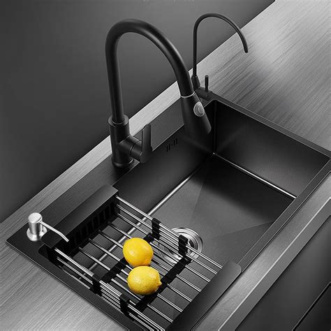 LIJIJUCN Black Stainless Steel Kitchen Sink, Single Bowl India | Ubuy