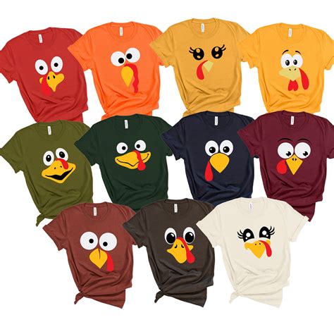 Cute Turkey Face Group Shirts Fall Thanksgiving Tshirt Family Teacher ...