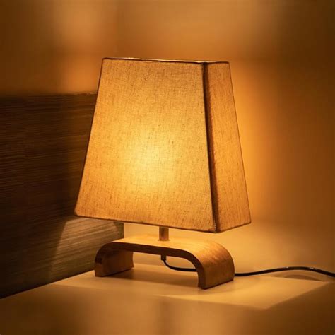 Buy ExclusiveLane 'Geometry' Mango Wooden Table Lamp for Bedroom (13.1 ...