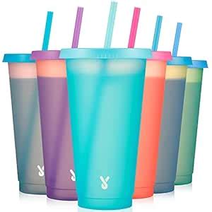 Buy Meoky Plastic Cute Cold Cups with Lids and Straws Bulk for Iced ...