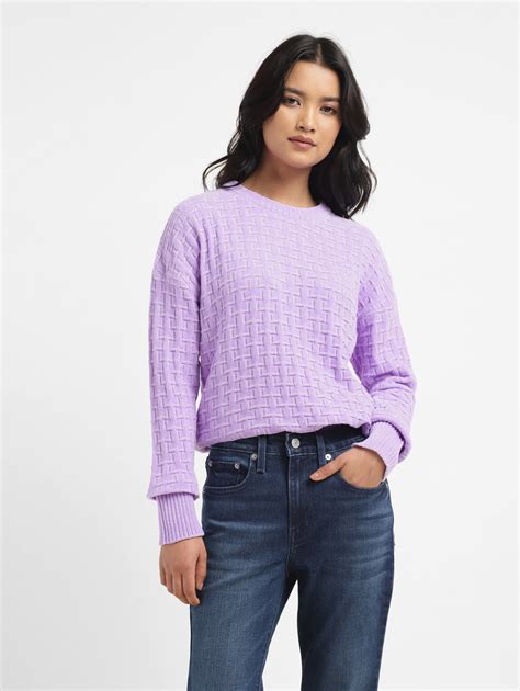 Women's Textured Purple Crew Neck Sweater – Levis India Store