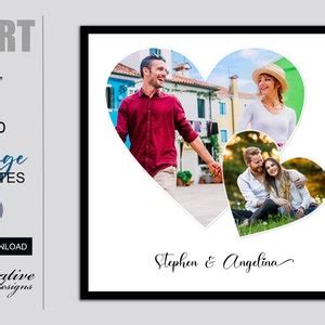 Buy Photo Collage Template in 2 Heart Shapes 18" X 18", 12" X 12", Love ...