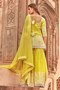 Buy Green Cotton, Tulle, Net Embroidery, Lace Round Neck Straight Kurta ...