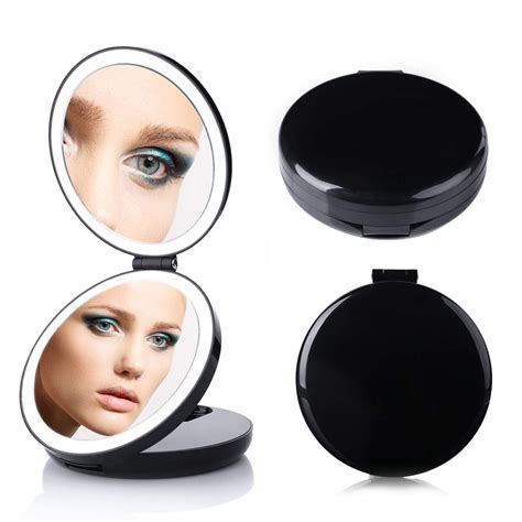 LED Lighted Travel Makeup Vanity Magnifying Mirror USB Powered - 1X/7X ...