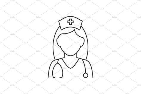 Nurse avatar with stethoscope line by Saggitarius on @creativemarket ...