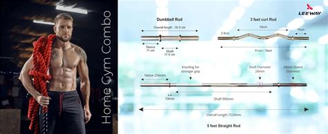 Leeway Rubber Weight Plate 20 Kg Home Gym Set with 3Ft Curl (28mm), 5Ft ...