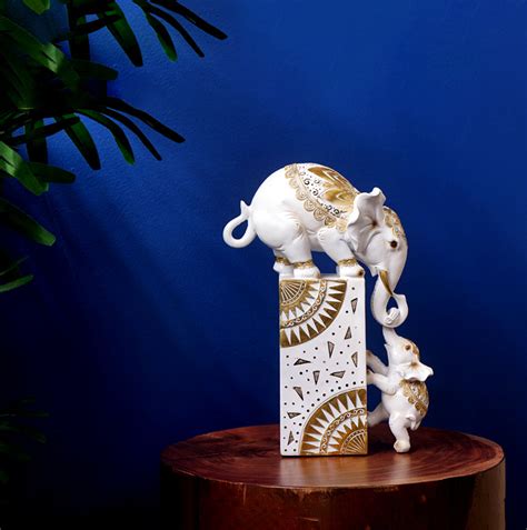 Enchanting White Baby Elephant Decor Showpiece – Tashiya
