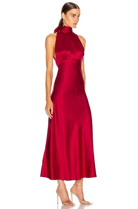 SALONI Michelle Midi B Dress in Cherry Red | FWRD