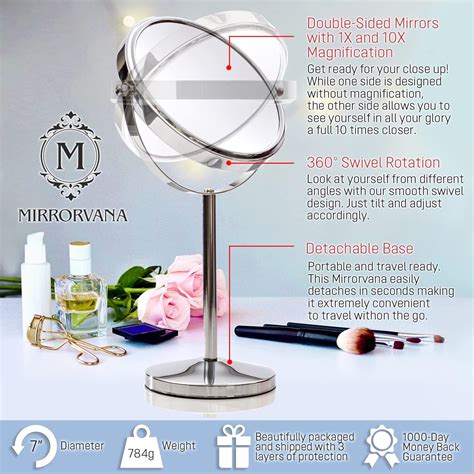 Buy MIRRORVANA LED Lighted Travel Mirror with 7X/1X Magnification ...