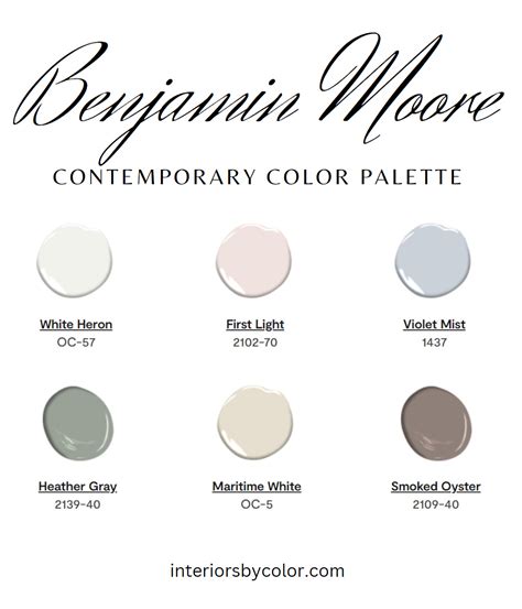 The Benjamin Moore Contemporary Color Palette - Interiors By Color - Modern Colour Palette