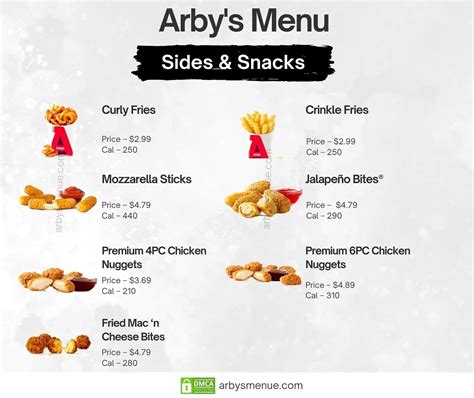 Arby's Sides & Snacks Menu | Price, Calories, Nutrition, Allergens