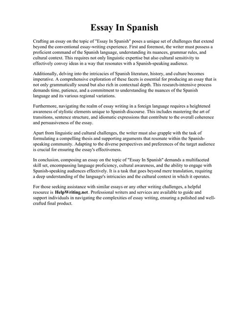Essay In Spanish | PDF