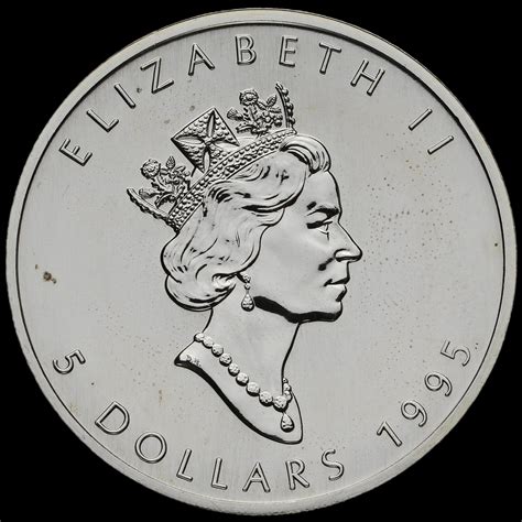 Canada 1995 Elizabeth II Maple Leaf 1oz .999 Silver 5 Dollar Coin