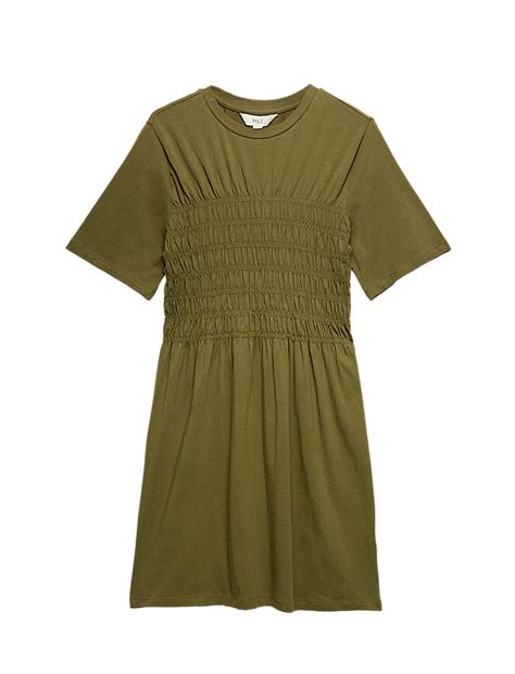 Buy Cotton Rich Shirred Mini T-Shirt Dress at Marks & Spencer