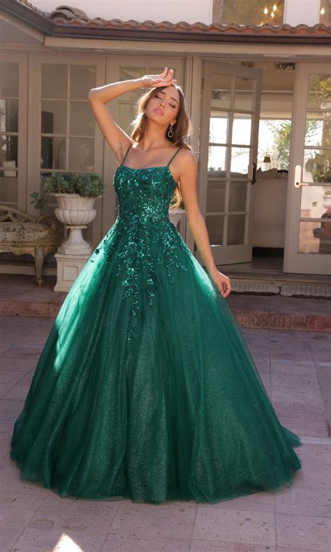 Dark Green Long A-Line Prom Dress