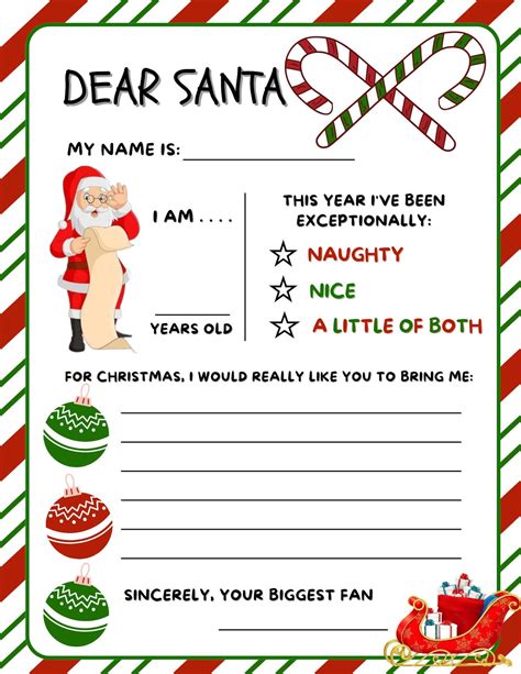 Dear Santa Letter Printable Template Christmas Wish List - Etsy