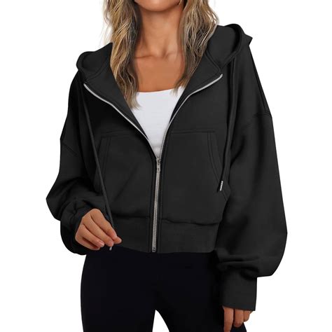 Goodeals Clearance Sales,Hoodies for Women Full Zip Up Cropped Jackets ...