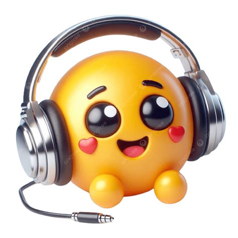 Happy Emoji Wearing A Headphone, Wearing A Headphone, Happy Emoji PNG ...