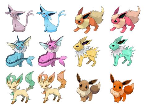Shiny Eevee Evolutions - Free Printable Templates