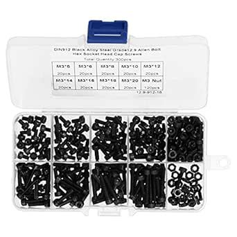 Socket Cap Screws, Standard Threads Hex Bolts Kit 300Pcs for Hydraulic ...