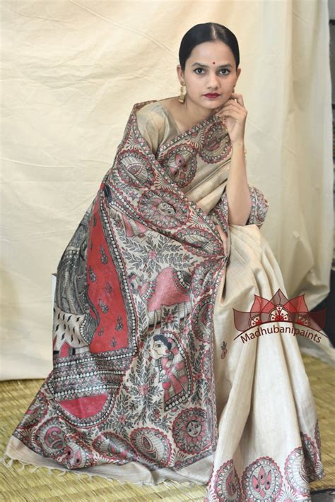 Maa Ambe Handpainted Durga Saree – MADHUBANI PAINTS BY ASHA JHA