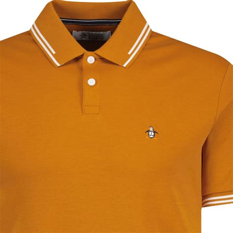Original Penguin Icons Interlock Tipped Polo Shirt Sudan Brown