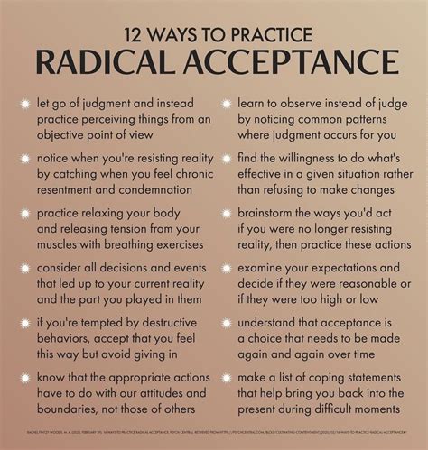 Radical acceptance means full acceptance of reality with your mind ...