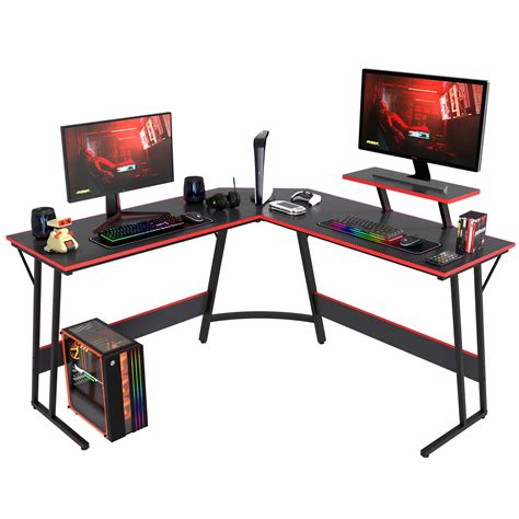 L Shaped Desk Corner Gaming Desk Computer Desk with Large Desktop Work ...