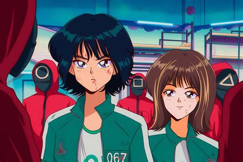 Download Anime Girls Squid Game Art Picture | Wallpapers.com