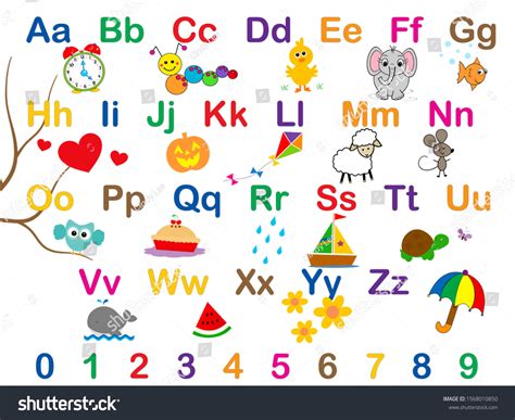 Alphabet Numbers Learning Chart Stock Illustration 1568010850 ...