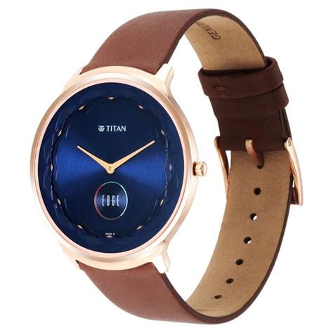 Buy Online Titan Edge Quartz Analog Blue Dial Brown Leather Strap Watch ...