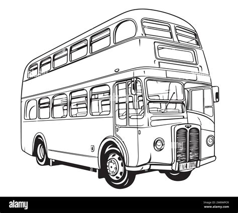 Double Decker Bus Drawing Poster A Vibrant Red Double Decker Bus