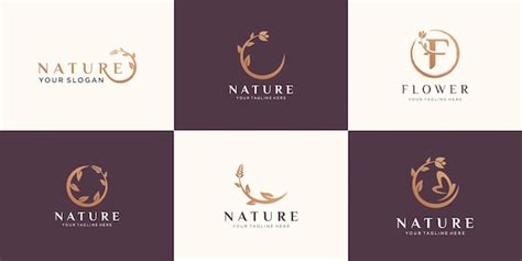 Conjunto de logotipo abstrato de flor rosa | Vetor Premium